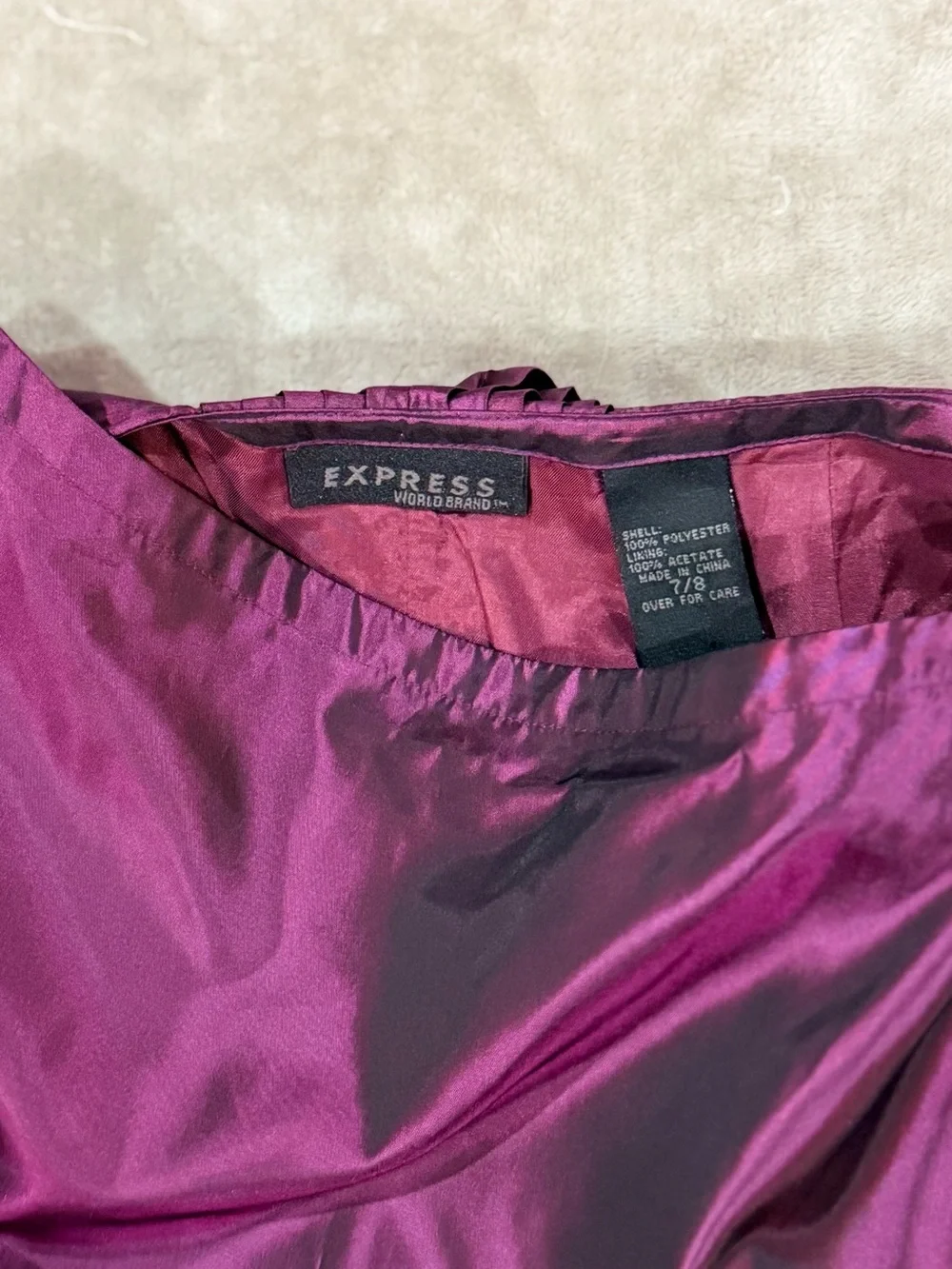 Vintage Express Iridescent Plum Taffeta Maxi Skirt - 90s Y2K Dramatic A-Line